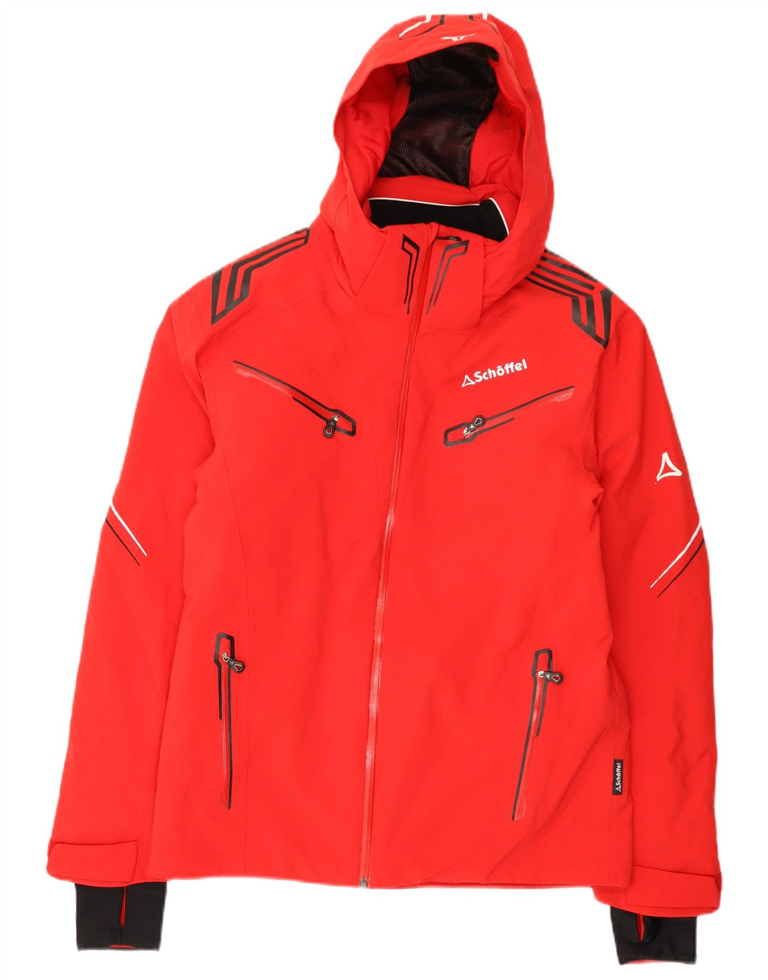 Schoffel Mens Graphic Hooded Ski Jacket UK 36 Small Red Colourblock