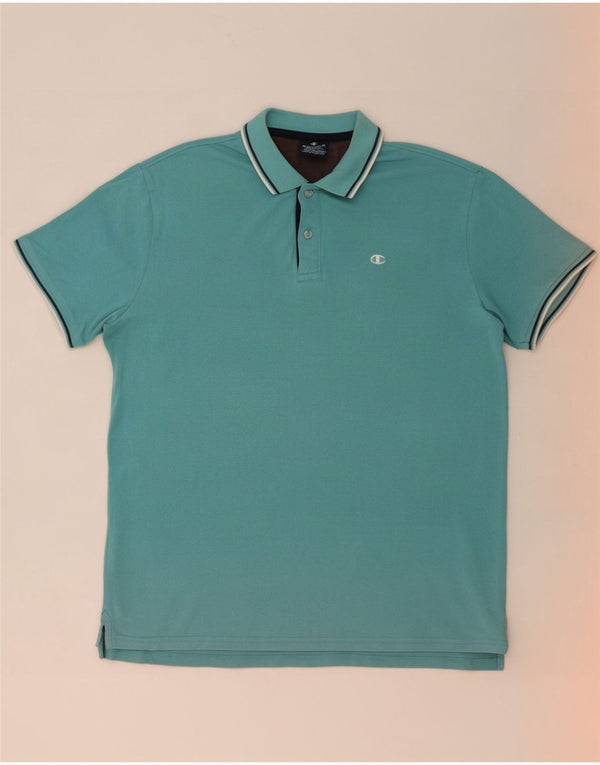 Polo da uomo Champion in cotone a righe blu medio