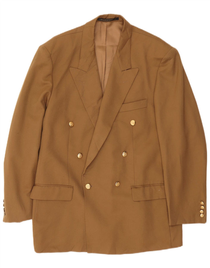 Giacca blazer doppiopetto da uomo Marks & Spencer UK 42 Large Beige Lana