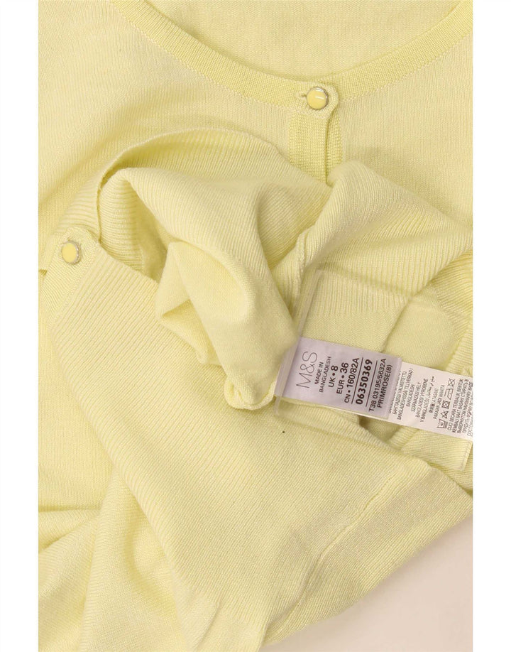 Marks & Spencer Womens Cardigan Sweater UK 8 Small Yellow Viscose