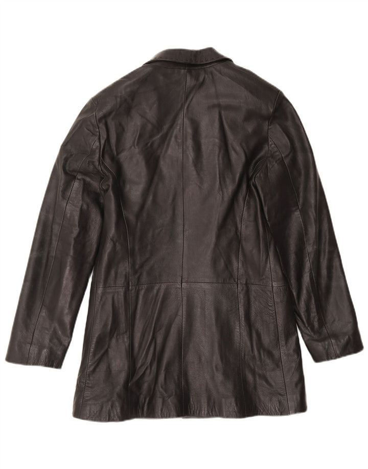 Mira Furs Womens Leather Coat IT 42 Medium Black Leather