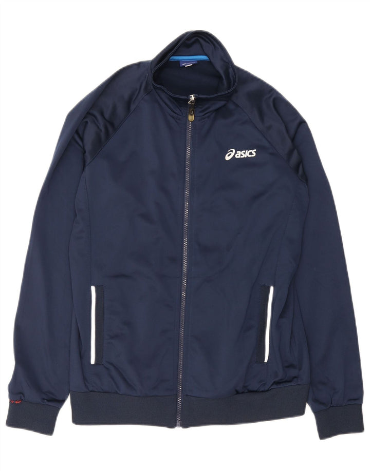 Giacca da ginnastica da uomo Asics piccola in poliestere blu navy
