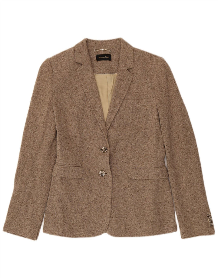 Massimo Dutti Womens Knit 2 Button Blazer Jacket EU 40 Medium Beige Flecked