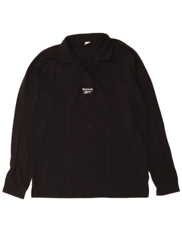 Reebok Mens Long Sleeve Polo Shirt XL Black Cotton