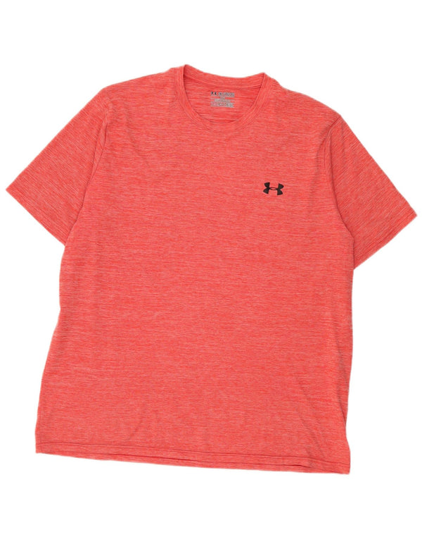 Under Armour Herren Heat Gear T-Shirt Top 2XL Rot geflecktes Polyester