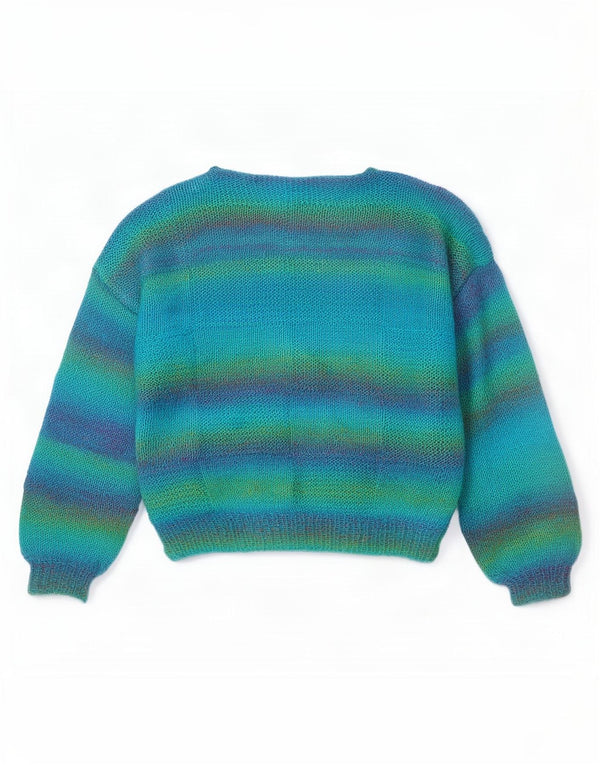 Vintage Dame Boat Neck Jumper Sweater UK 16 Stor Flerfarvet Stribet