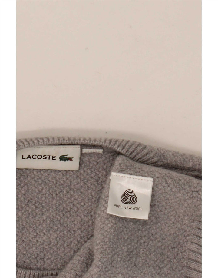 Suéter feminino Lacoste com gola redonda, 10 lã cinza pequena