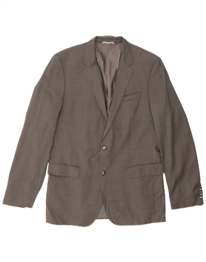 Hugo Boss Mens Longline 2 Button Blazer Jacket UK 42 XL Grey Wool