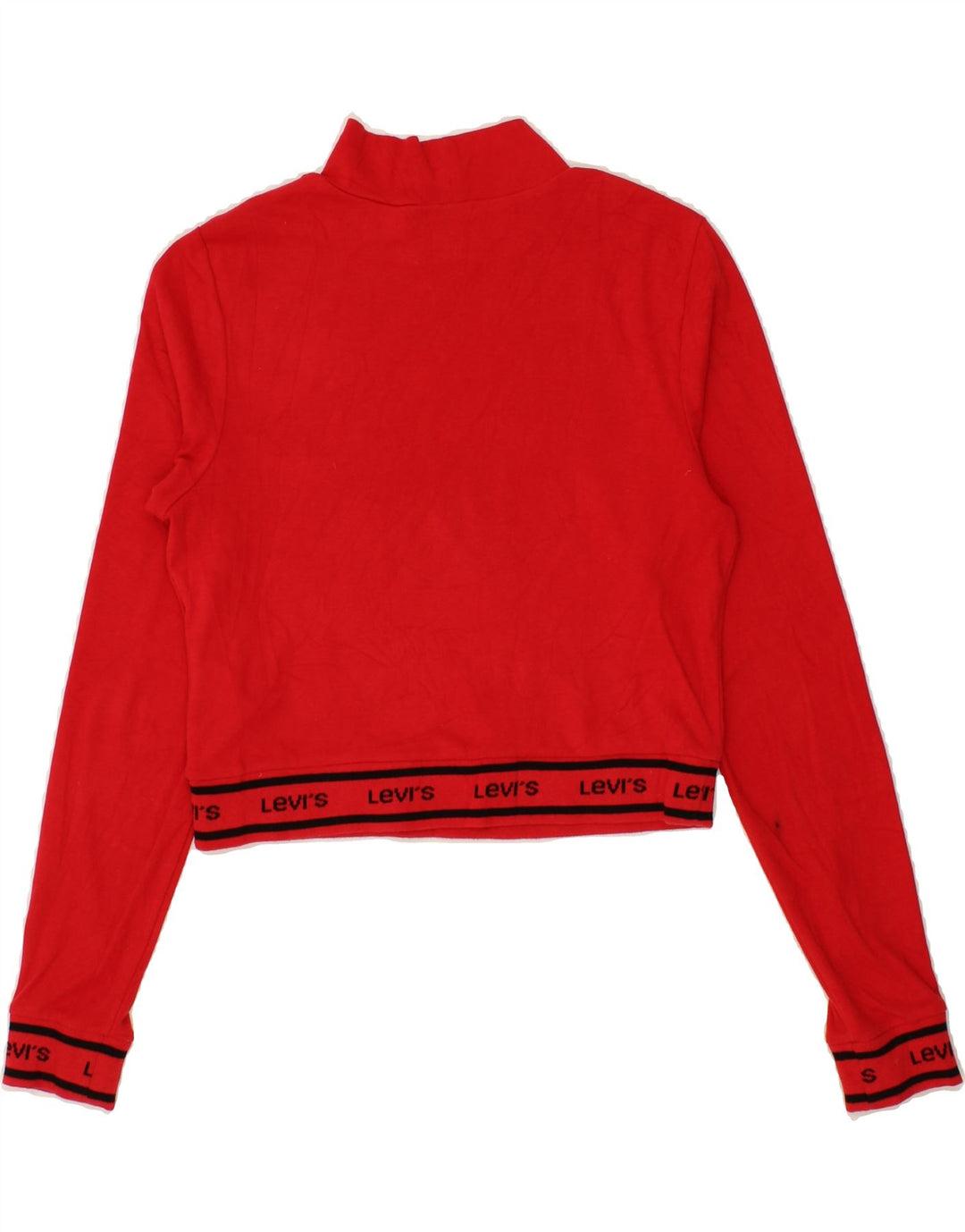 LEVI'S Womens Graphic Crop Sweatshirt Jumper UK 12 Medium Red Cotton Vintage Levi's and Second-Hand Levi's from Messina Hembry 