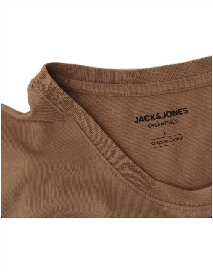 Jack & Jones Mens T-Shirt Top Large Beige Cotton