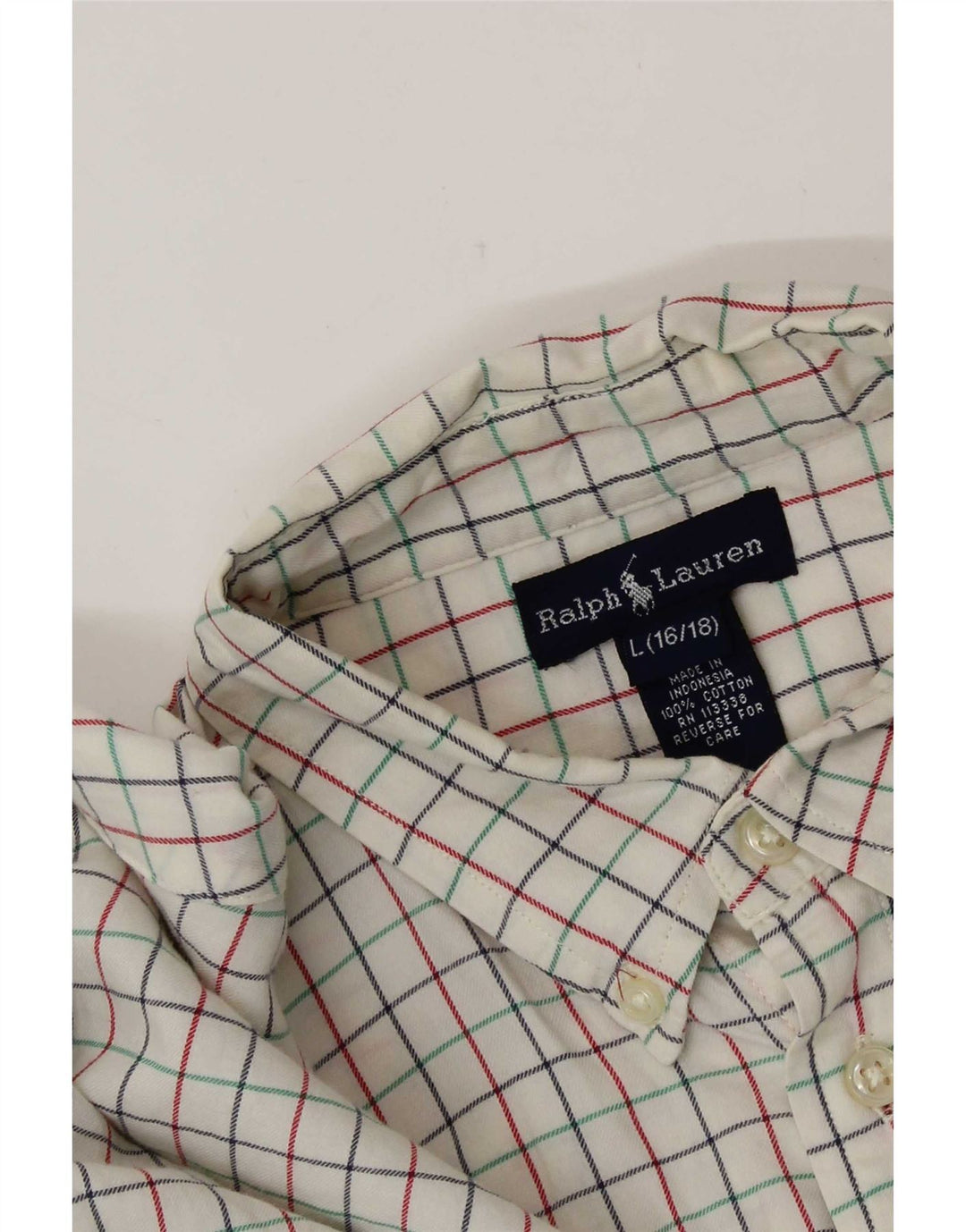 Ralph Lauren Boys Shirt 15-16 Years Large White Check Cotton