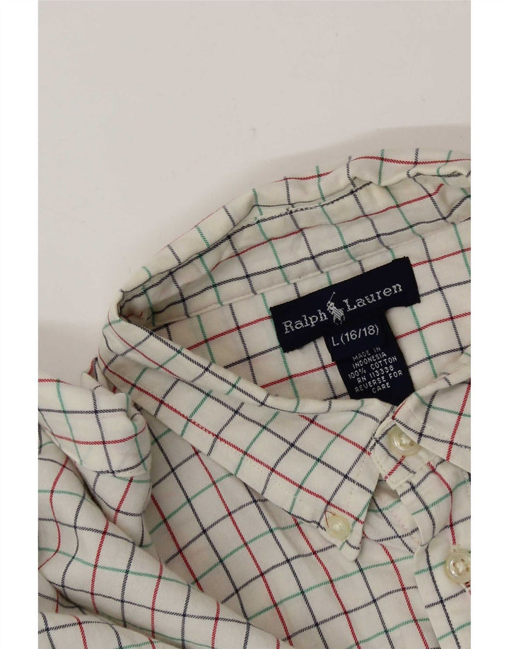Ralph Lauren Boys Shirt 15-16 Years Large White Check Cotton