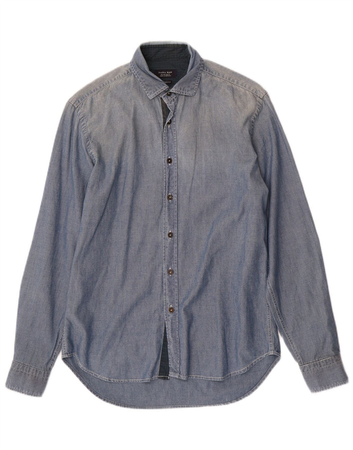 ZARA Mens Tailored Fit Denim Shirt Small Blue
