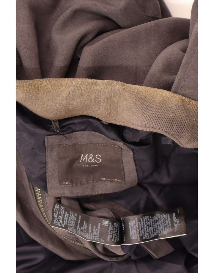 Marks & Spencer Mens Bomber Jacket UK 46 3XL Grey Polyester
