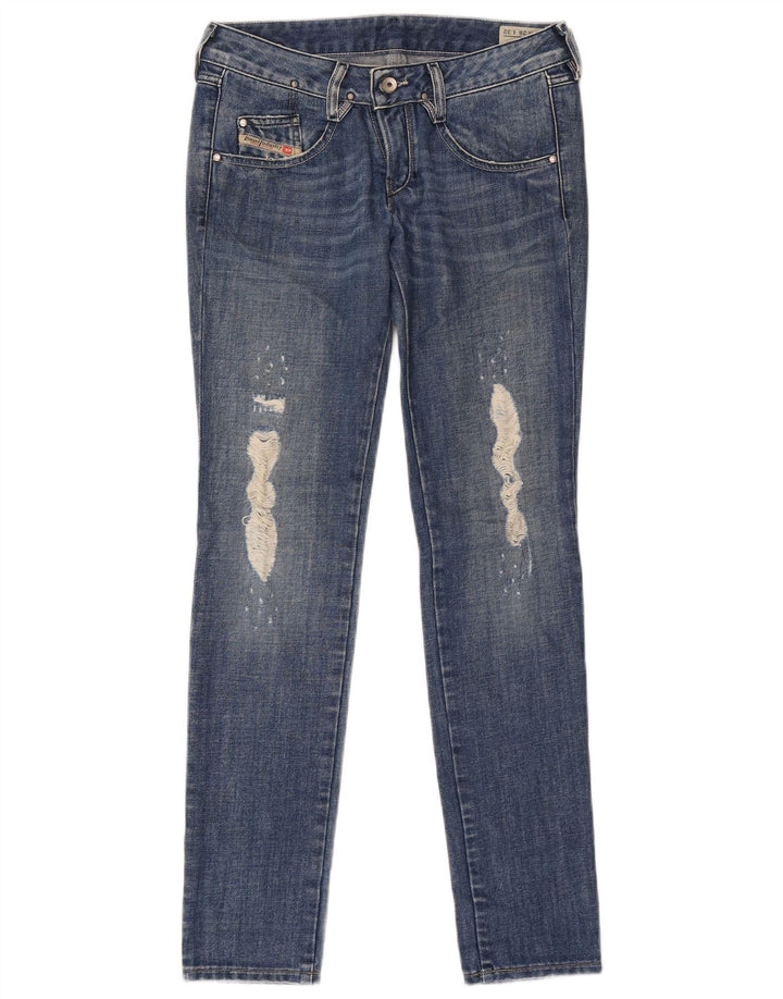 Diesel Womens Distressed Slim Jeans W28 L32 Blue Cotton