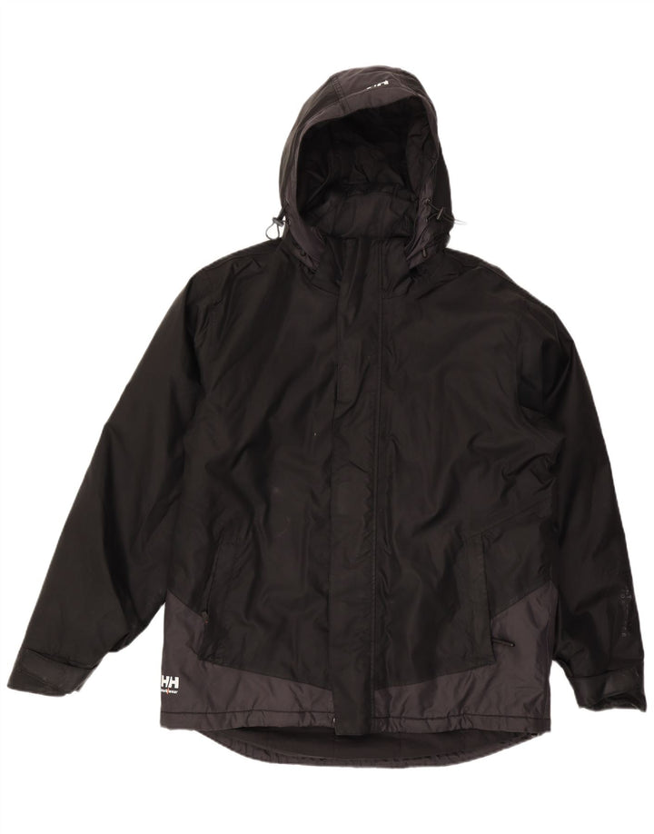Helly Hansen Mens Hooded Windbreaker Jacket UK 40 Large Black Colourblock