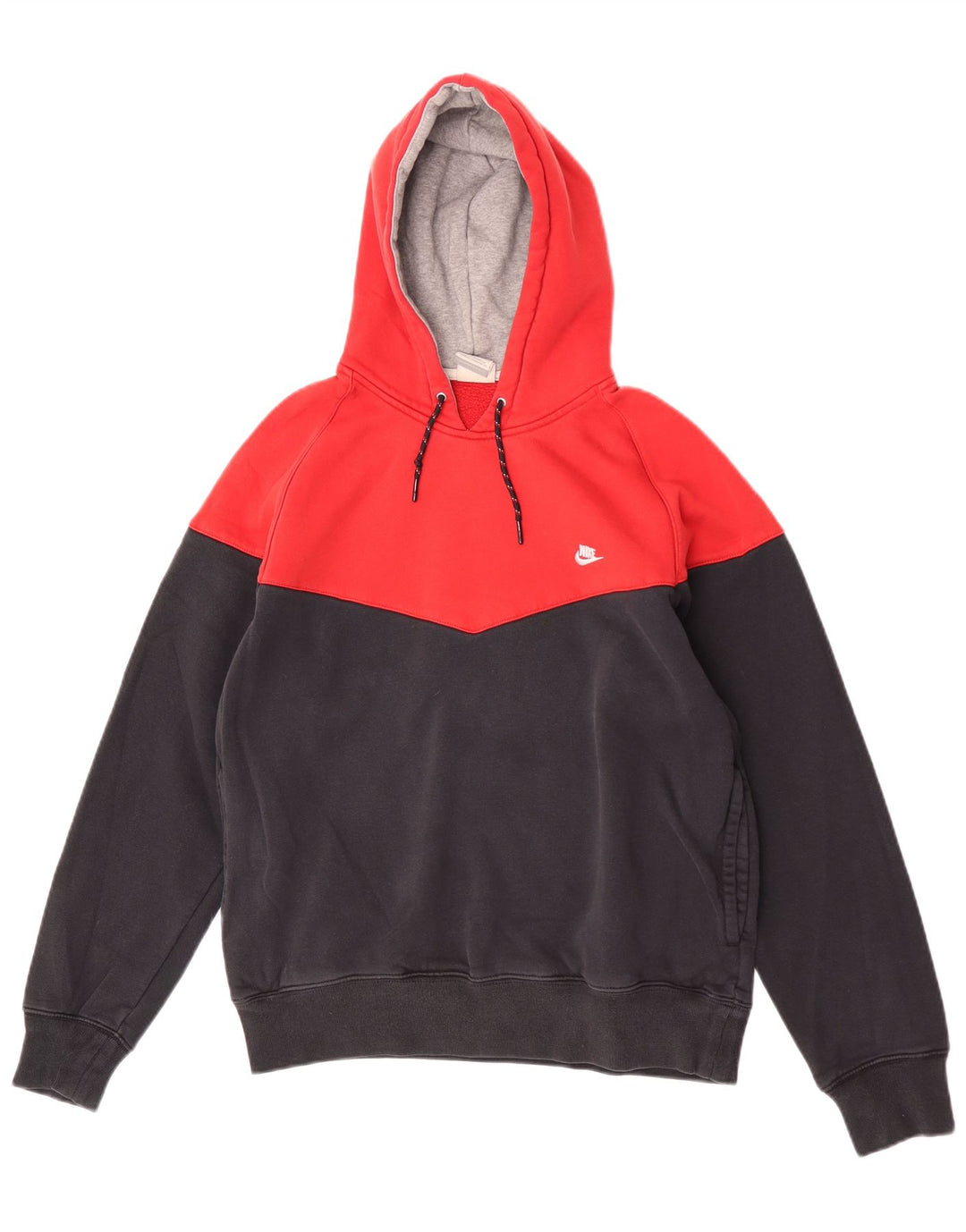 Nike Mens Regular Fit Hoodie Jumper Medium Red Colourblock Cotton