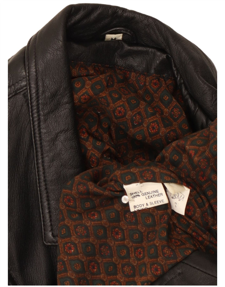 Vintage Womens Leather Biker Jacket UK 14 Medium Black Leather