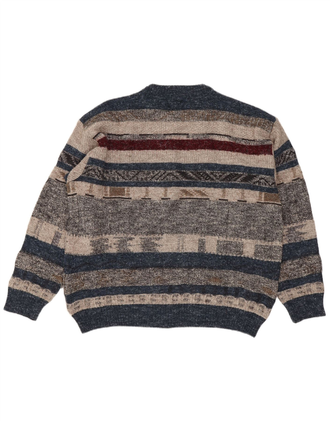 Vintage Mens Crew Neck Jumper Sweater Large Multicoloured Striped