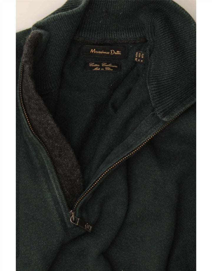 Massimo Dutti Herre Zip Neck Jumper Sweater Medium Grøn Bomuld