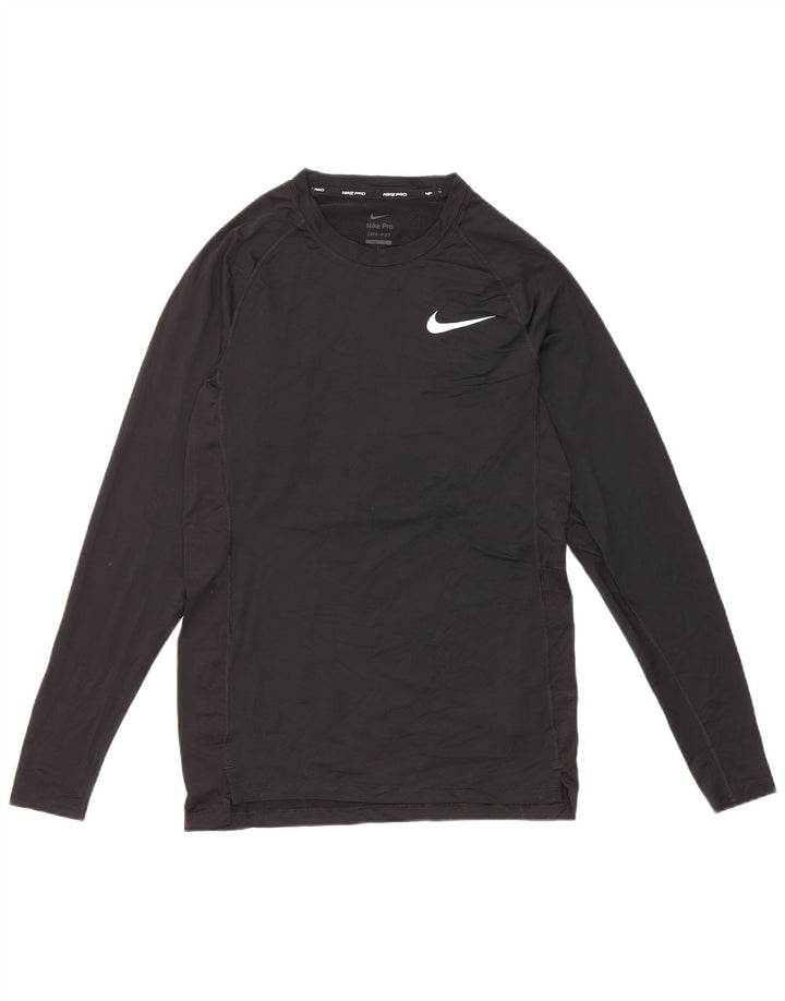 Nike Mens Dri Fit Slim felső, hosszú ujjú kis fekete poliészter