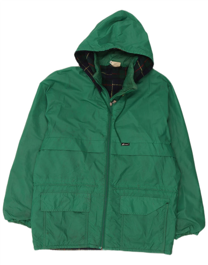 K-Way Mens Hooded Rain Jacket UK 42 XL Green Polyamide