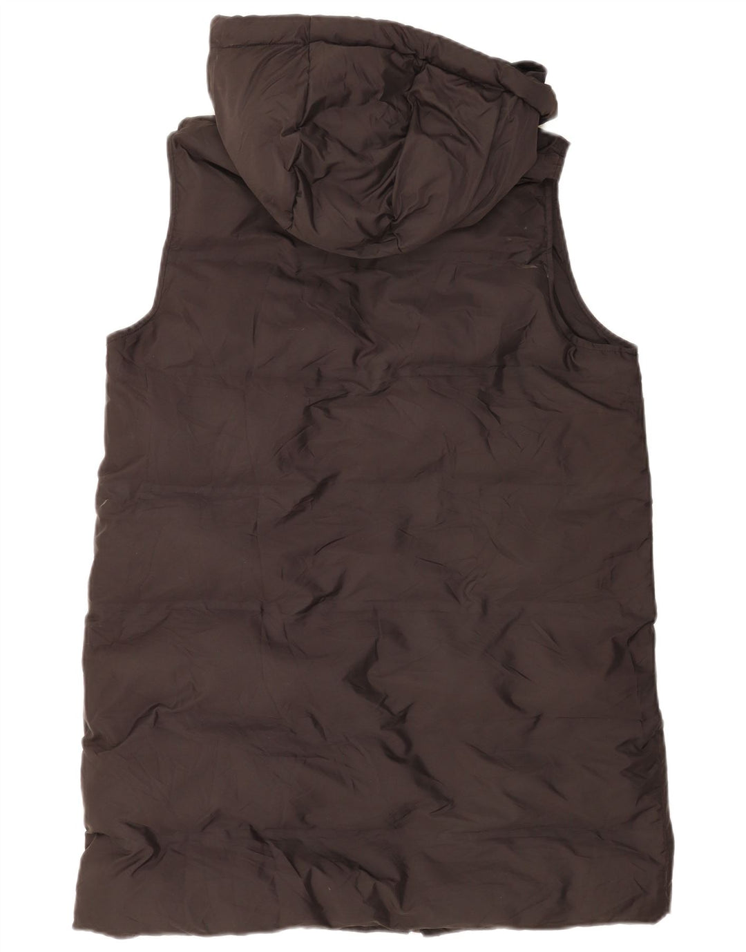 Zara Womens Hooded Sleeveless Padded Coat UK 16 Large Black Polyester