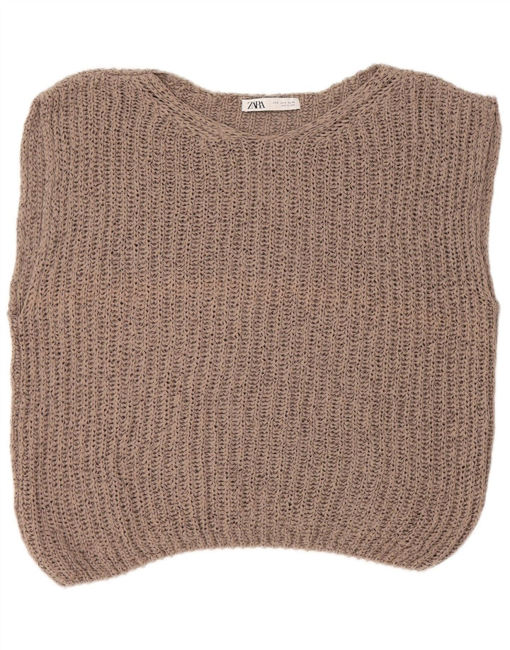 Zara Womens Oversized Vest Tank Top UK 10 Small Beige