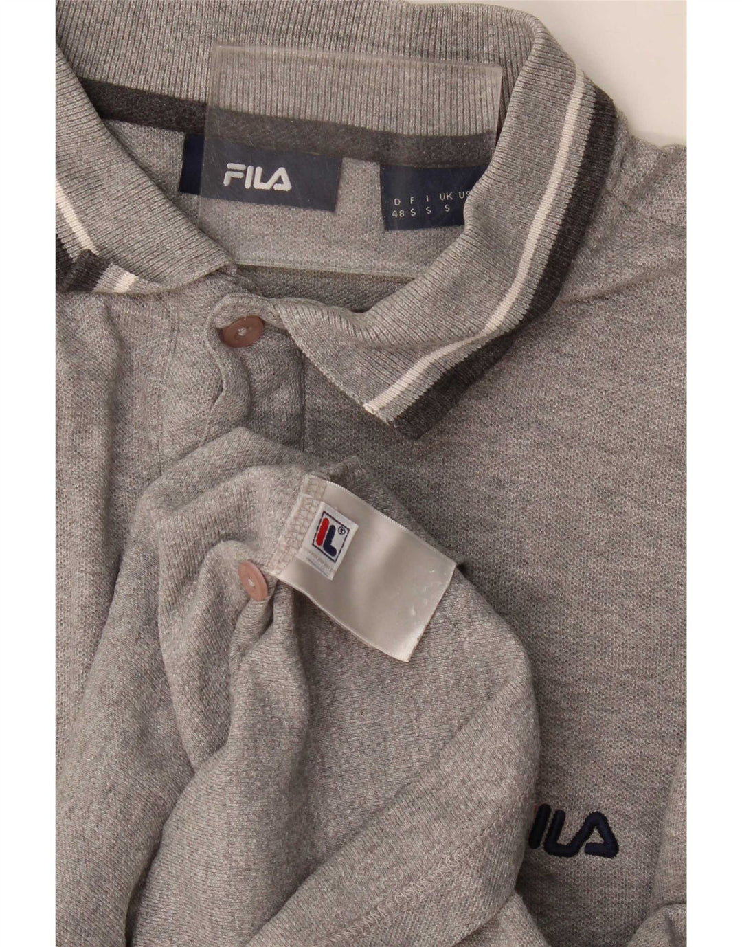 Fila Mens Polo Shirt Small Grey Striped