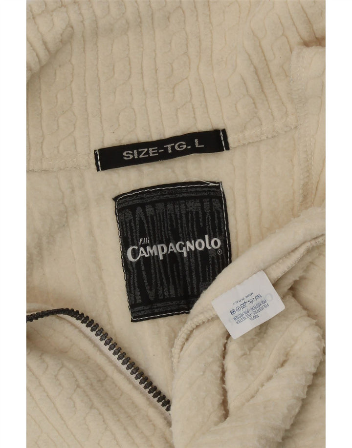 F.LLI Campagnolo Mens Zip Neck Fleece Jumper Large Off White Polyester