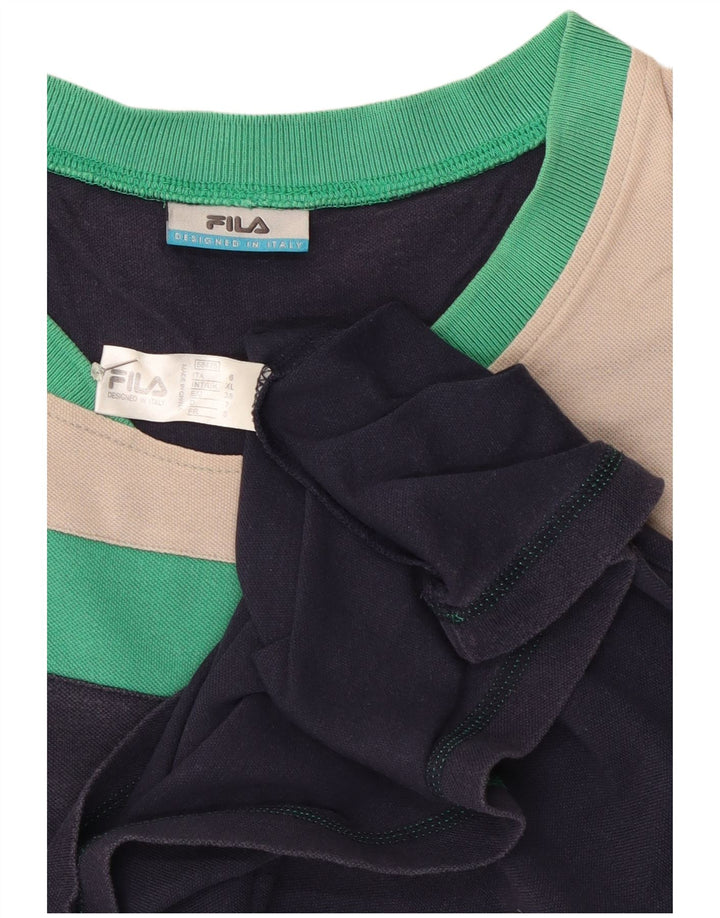 Fila Mens Top Long Sleeve XL Navy Blue Colourblock Cotton