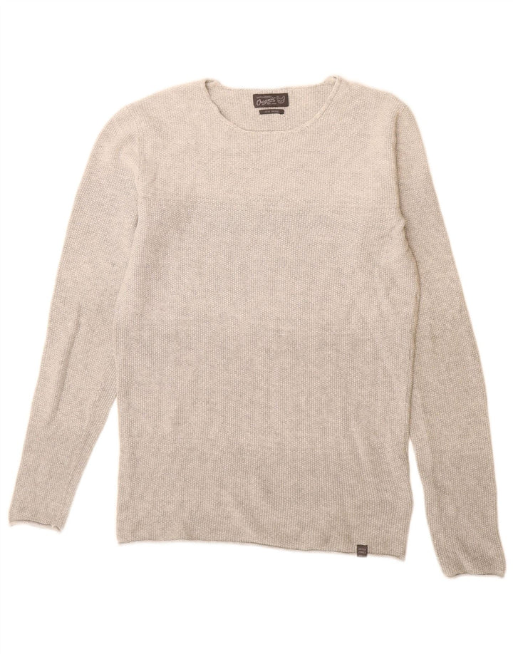 Jack & Jones Maglione da uomo con scollo a barca piccolo cotone grigio
