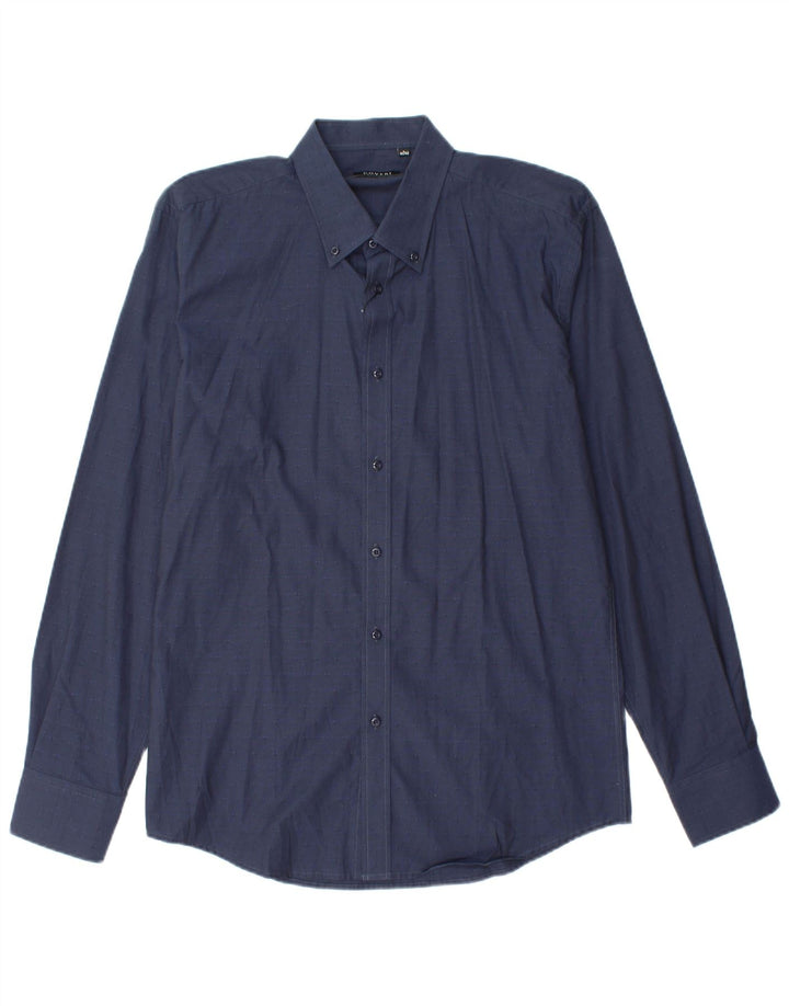 COVERI Mens Shirt Size 41/42 Large Navy Blue Cotton