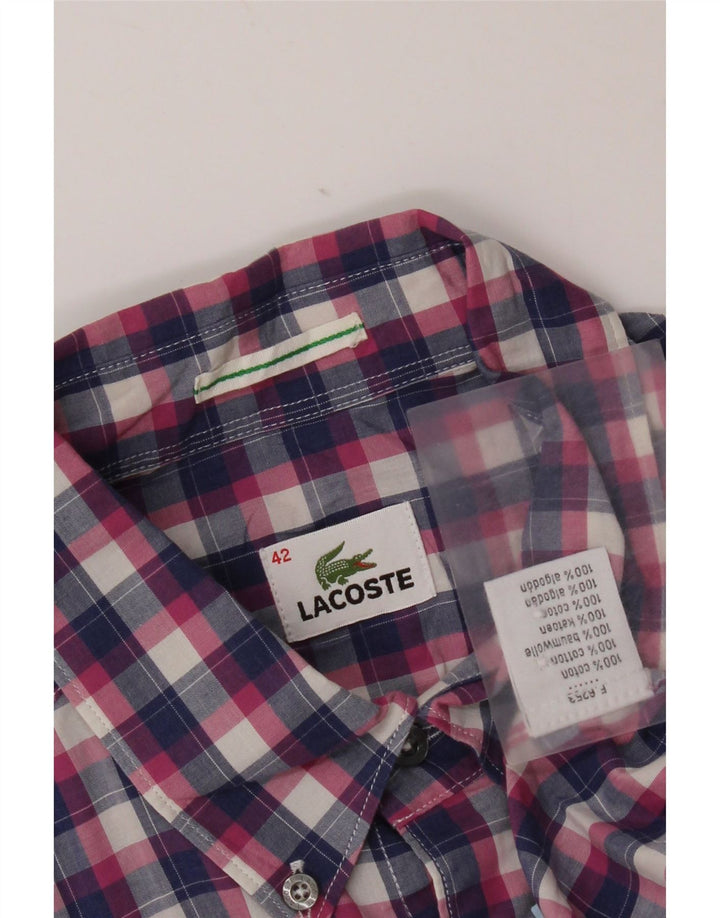 Lacoste Herrenhemd, Größe 42, groß, mehrfarbig, kariert, Baumwolle