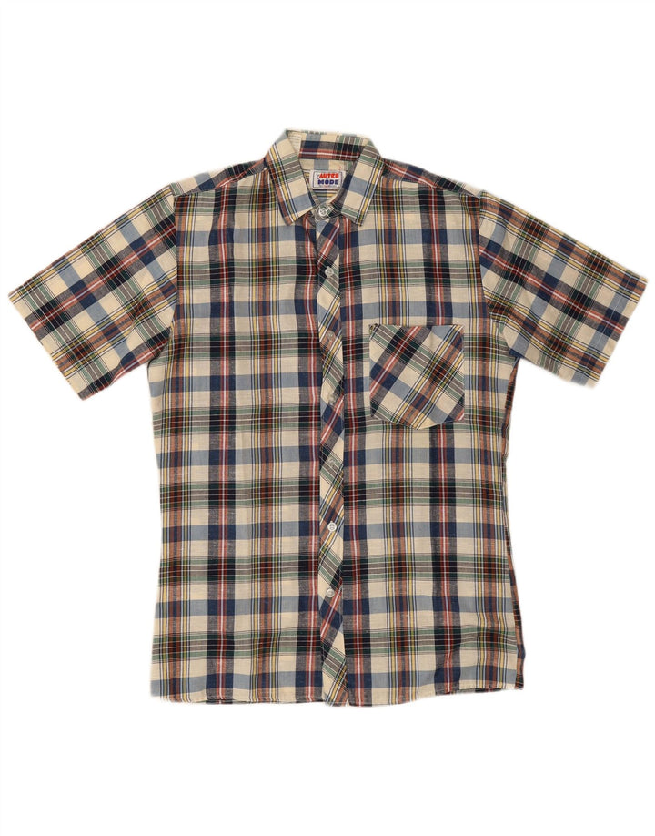 Vintage Mens Short Sleeve Shirt Medium Multicoloured Plaid