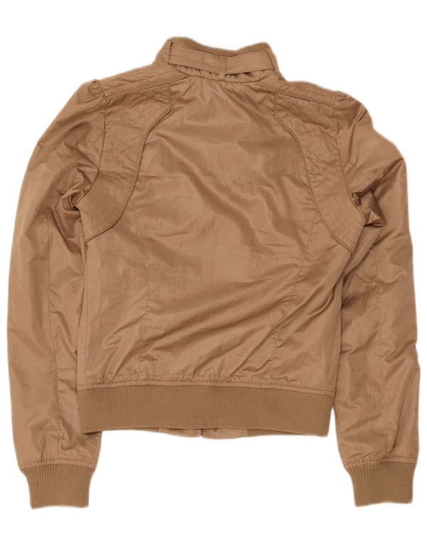 Guess Womens Bomber Jacket UK 6 XS Brun Polyester
