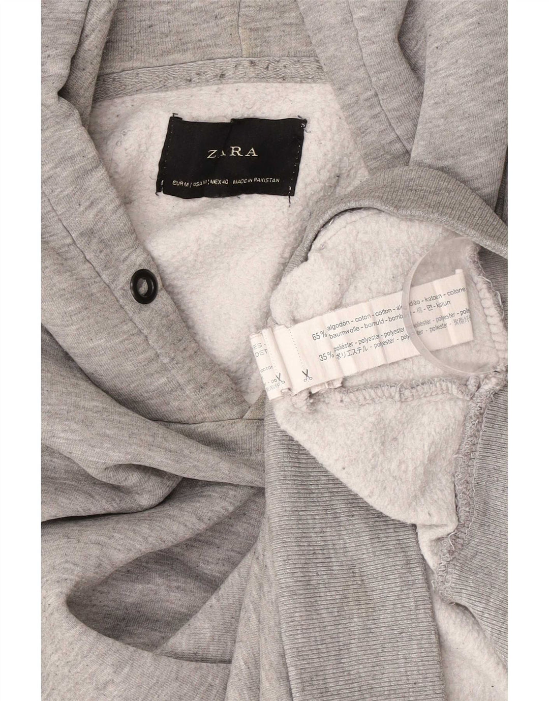Zara Mens Hoodie Jumper Medium Grey Flecked Cotton