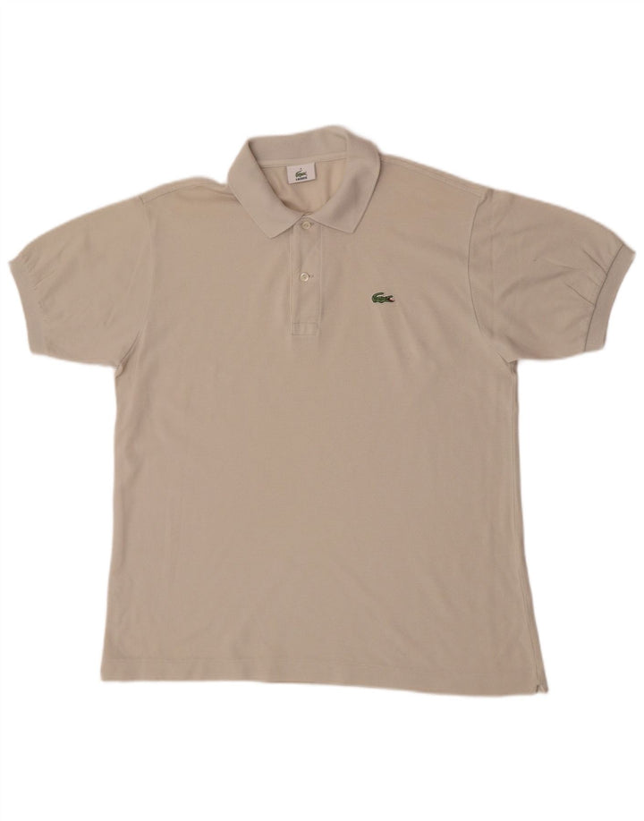 Polo da uomo Lacoste taglia 4 media in cotone bianco sporco
