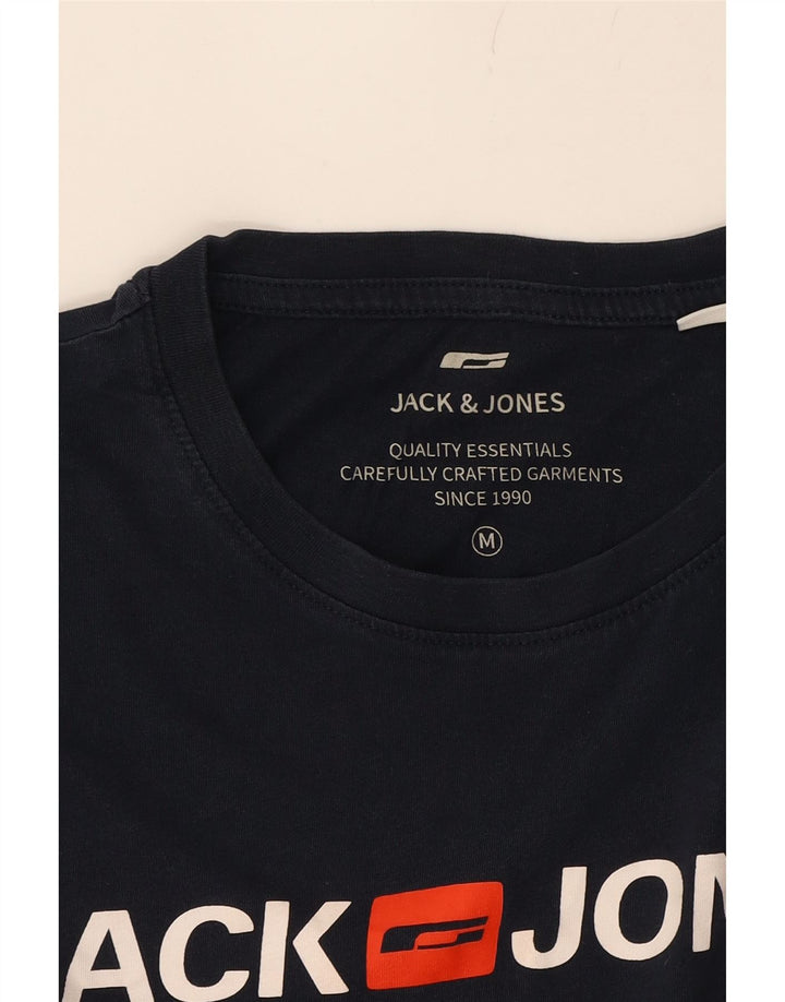 JACK & JONES Mens Graphic T-Shirt Top Medium Navy Blue Cotton Vintage Jack & Jones and Second-Hand Jack & Jones from Messina Hembry 