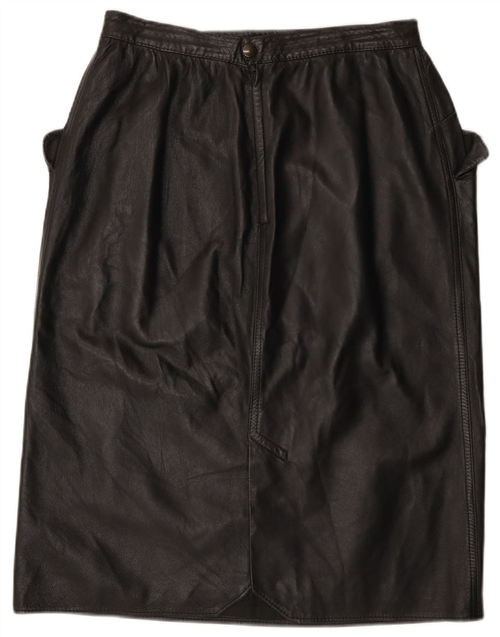 Vintage Womens Leather Skirt W30 Medium Black