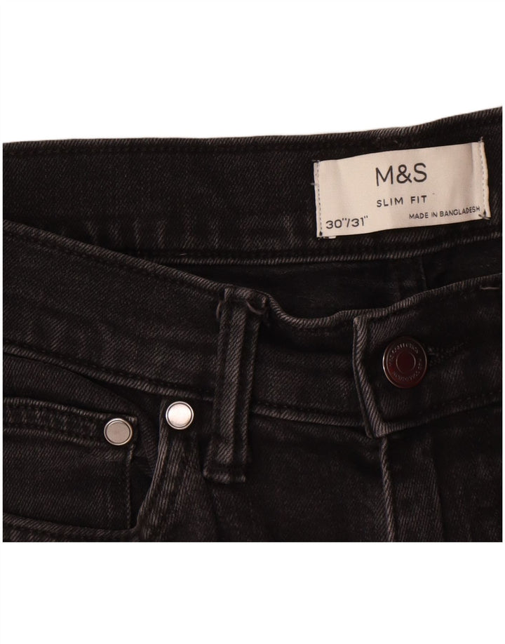 Marks & Spencer Mens Slim Jeans W30 L28 Black Cotton