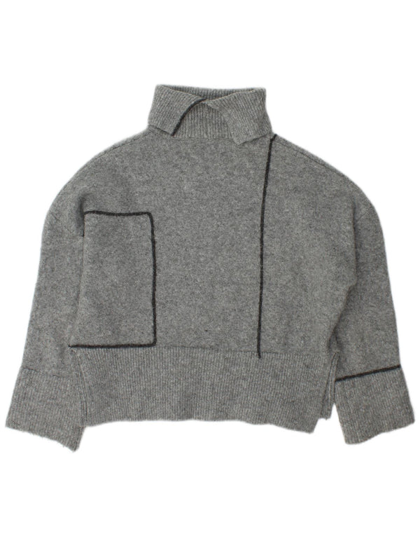 Zara Damen-Pullover mit Rollkragen, übergroß, Gr. 10, Small, Grau, Acryl