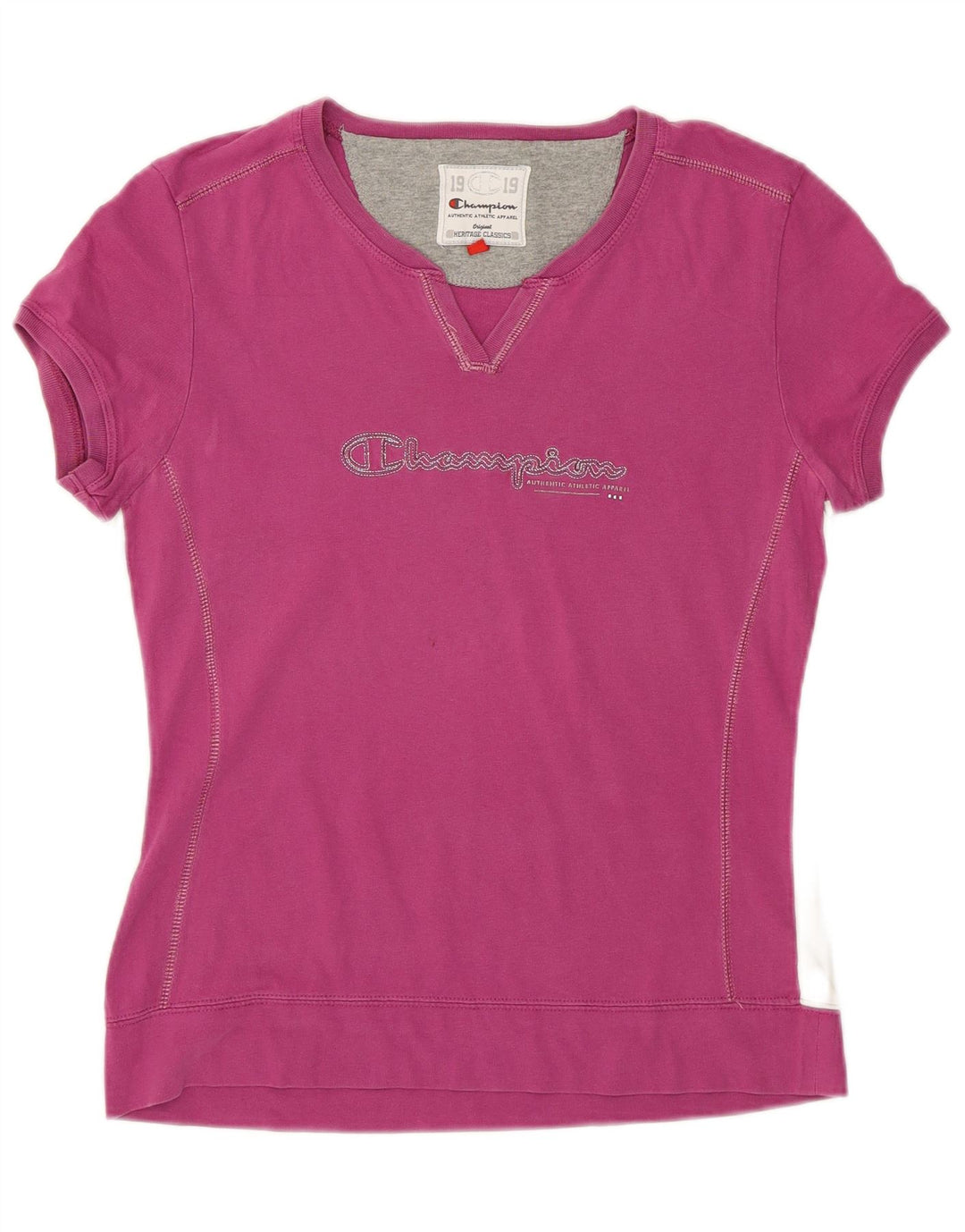 CHAMPION Womens Graphic T-Shirt Top UK 12 Medium Pink