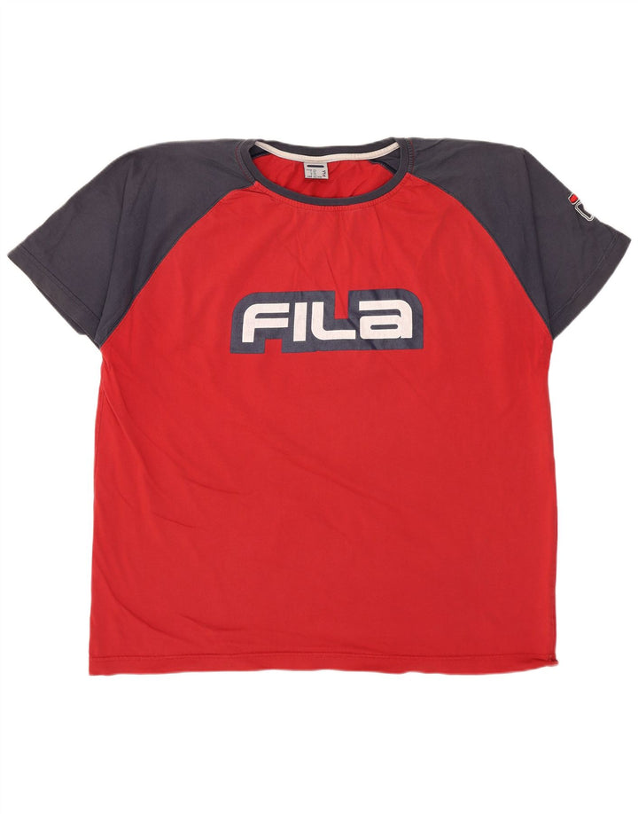 Fila Mens Graphic T-Shirt Top XL Red Colourblock