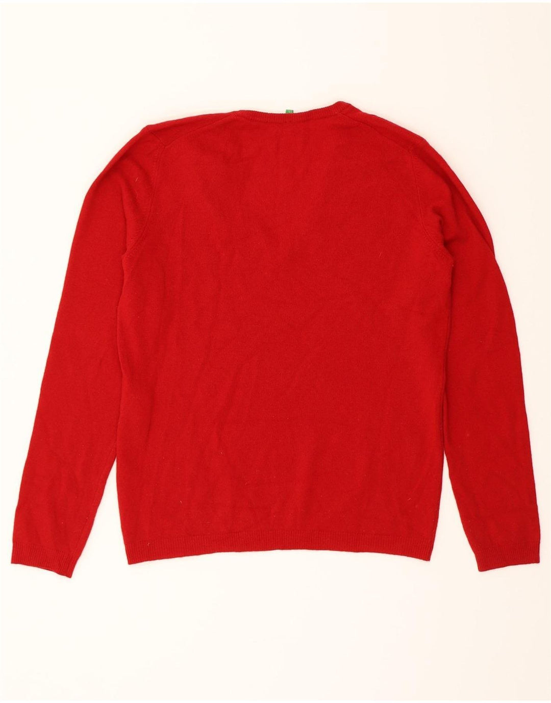 BENETTON Womens V-Neck Jumper Sweater UK 16 Large Red Wool Vintage Benetton and Second-Hand Benetton from Messina Hembry 