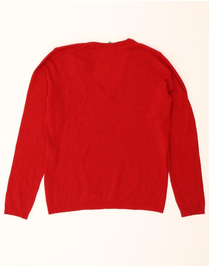 BENETTON Womens V-Neck Jumper Sweater UK 16 Large Red Wool Vintage Benetton and Second-Hand Benetton from Messina Hembry 