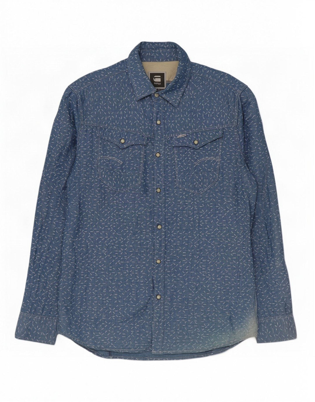 Camisa masculina G-Star XL linho manchado azul