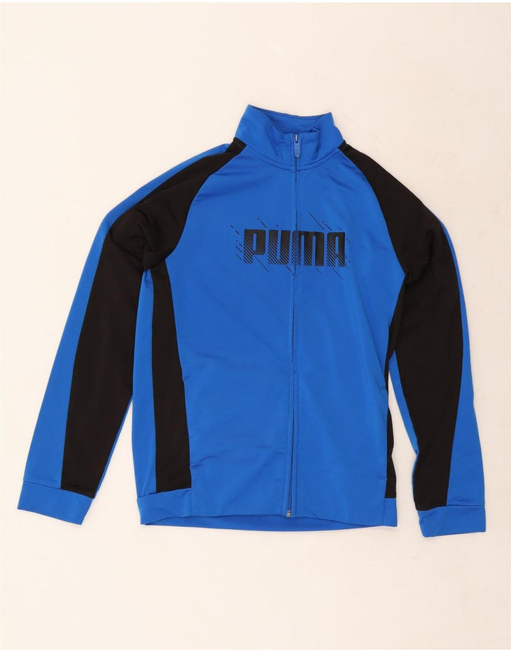 Puma Boys Graphic Tracksuit Top Jacket 13-14 Years Blue Colourblock