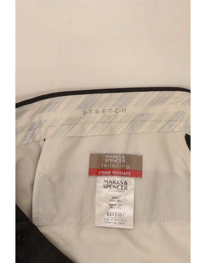 Мужские эластичные костюмные брюки Marks & Spencer W36 L31 из серого полиэстера