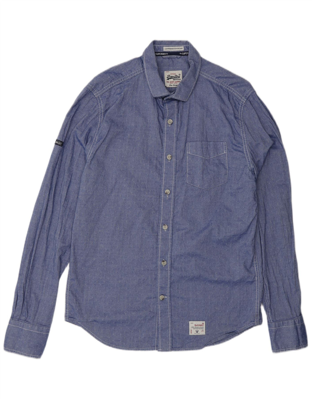 SUPERDRY Mens Shirt Large Blue Spotted Cotton